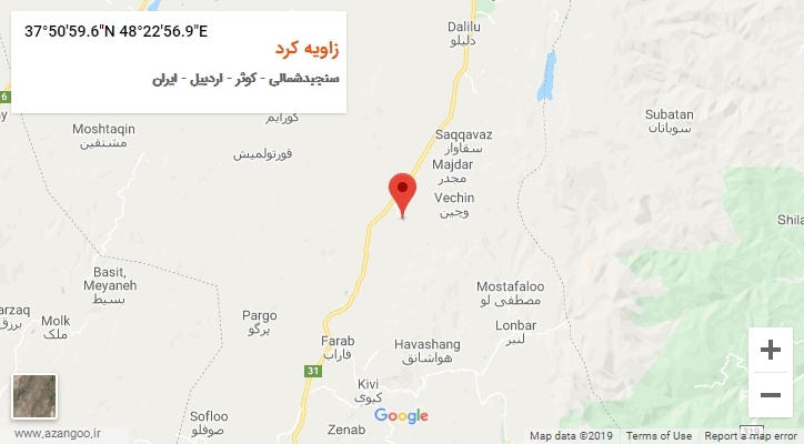 روستای زاویه کرد بر روی نقشه