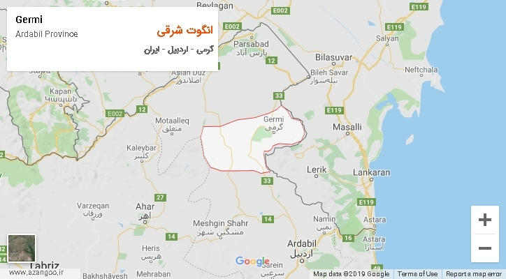 دهستان انگوت شرقی بر روی نقشه