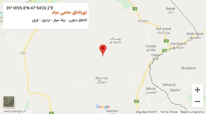 روستای اورتاداق حاجی عباد بر روی نقشه