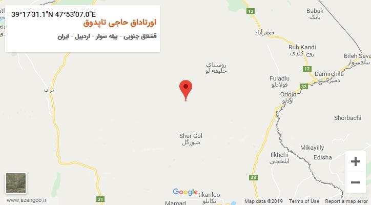 روستای اورتاداق حاجی تاپدوق بر روی نقشه