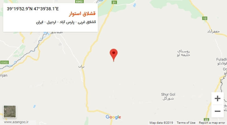 روستای قشلاق استوار بر روی نقشه