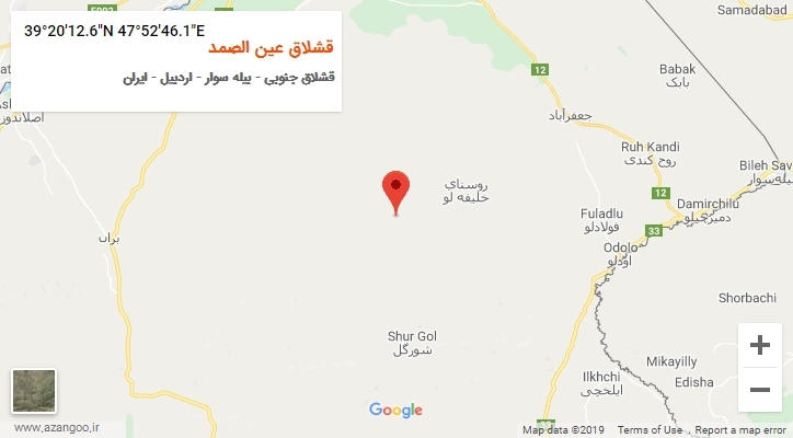 روستای قشلاق عین الصمد بر روی نقشه