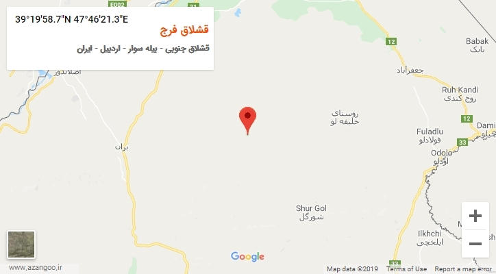 روستای قشلاق فرج بر روی نقشه