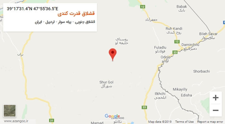 روستای قشلاق قدرت کندی بر روی نقشه