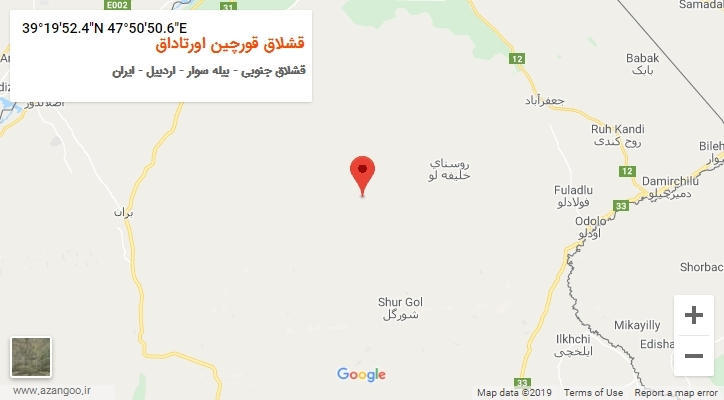 روستای قشلاق قورچین اورتاداق بر روی نقشه