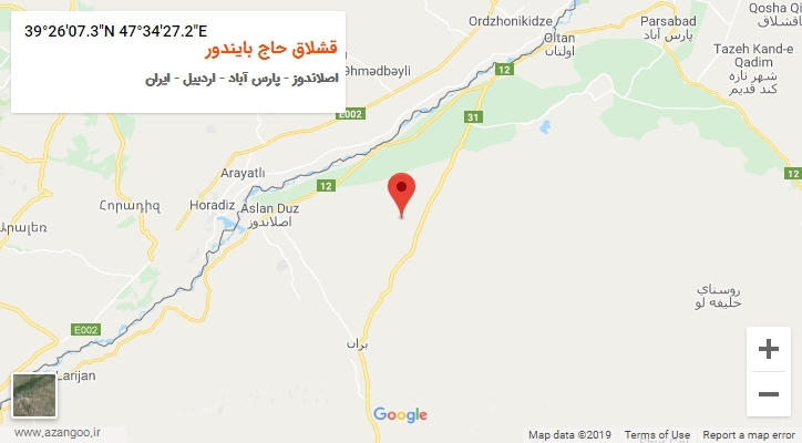 روستای قشلاق حاج بایندور بر روی نقشه