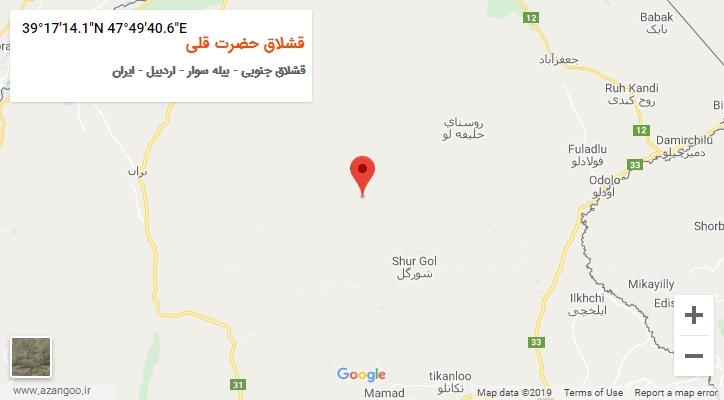 روستای قشلاق حضرت قلی بر روی نقشه