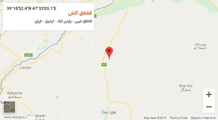 روستای قشلاق کلش بر روی نقشه