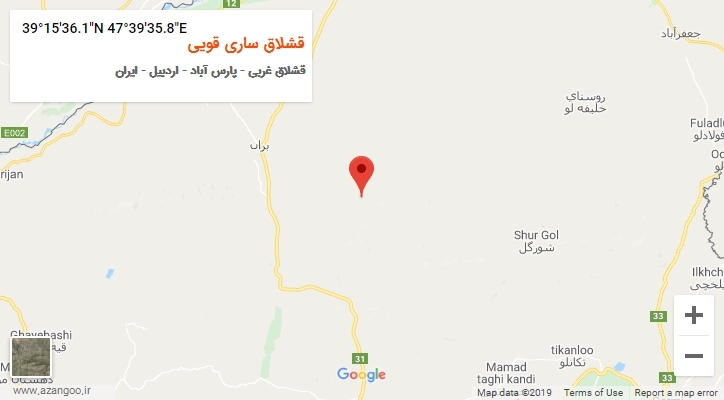 روستای قشلاق ساری قویی بر روی نقشه