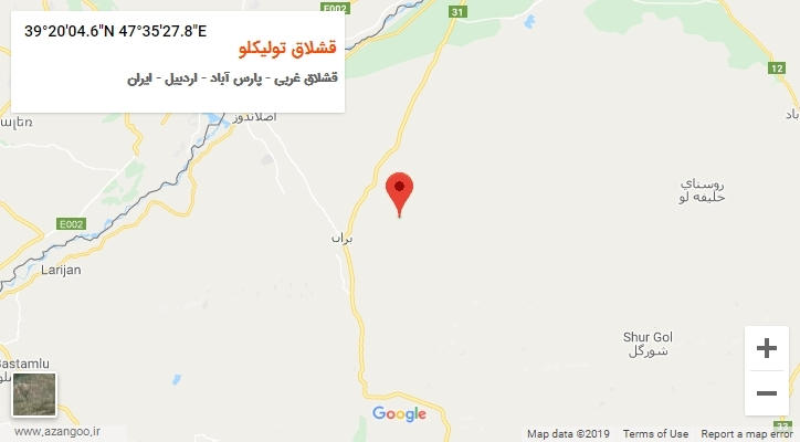 روستای قشلاق تولیکلو بر روی نقشه