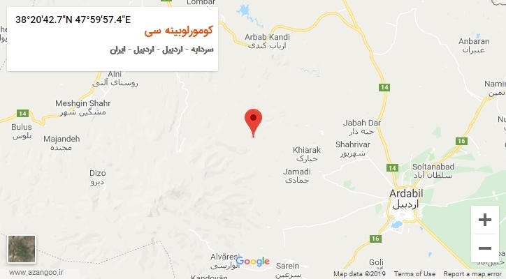 روستای کومورلوبینه سی بر روی نقشه