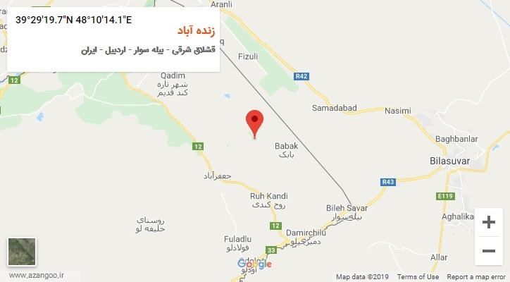 روستای زنده آباد بر روی نقشه