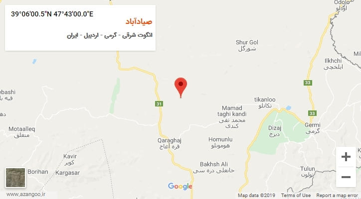 روستای صیادآباد بر روی نقشه