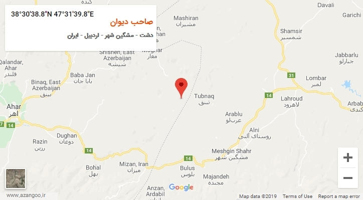 روستای صاحب دیوان بر روی نقشه