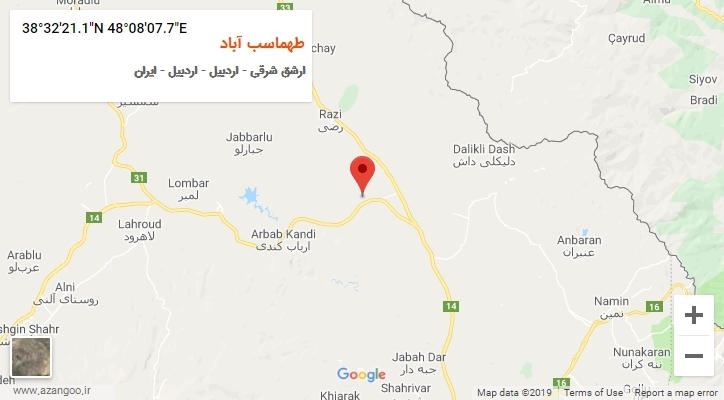 روستای طهماسب آباد بر روی نقشه