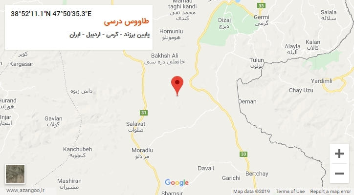 روستای طاووس درسی بر روی نقشه