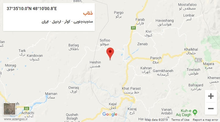 روستای ذناب بر روی نقشه