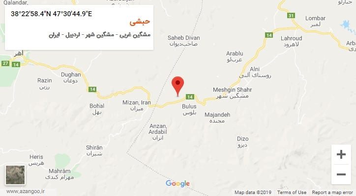 روستای حبشی بر روی نقشه