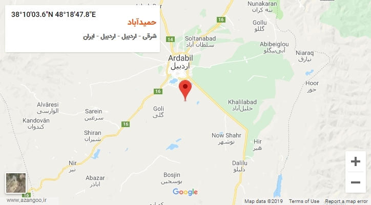 روستای حمیدآباد بر روی نقشه
