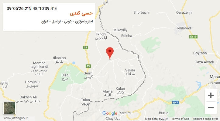 روستای حسی کندی بر روی نقشه