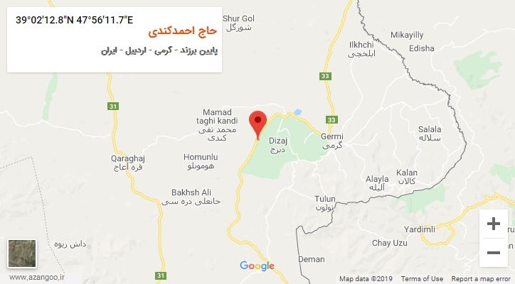 روستای حاج احمدکندی بر روی نقشه