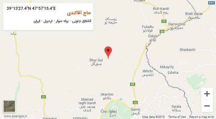 روستای حاج آقاکندی بر روی نقشه