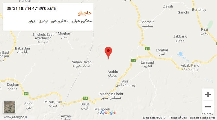 روستای حاجیلو بر روی نقشه