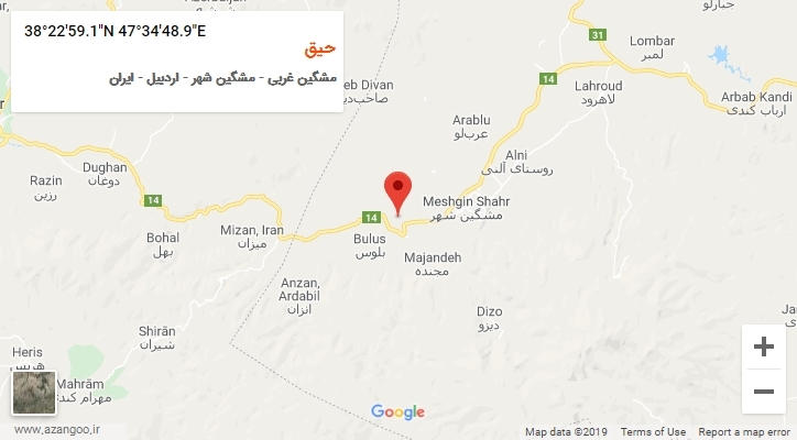 روستای حیق بر روی نقشه
