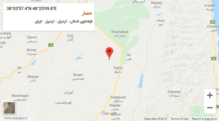 روستای حصار بر روی نقشه