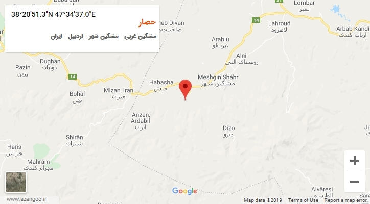 روستای حصار بر روی نقشه