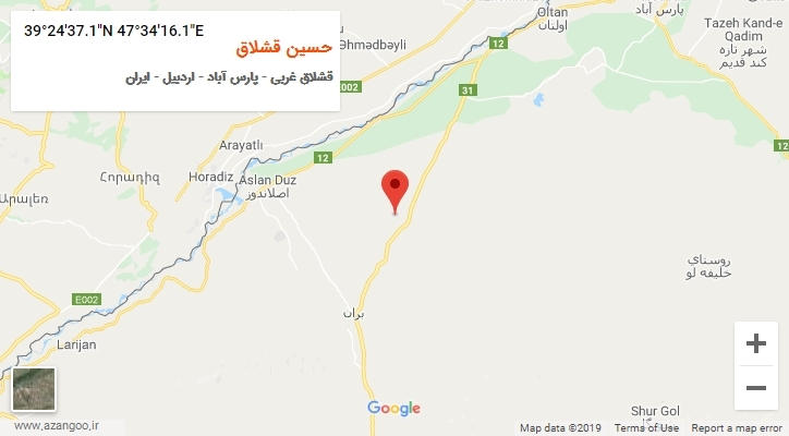 روستای حسین قشلاق بر روی نقشه