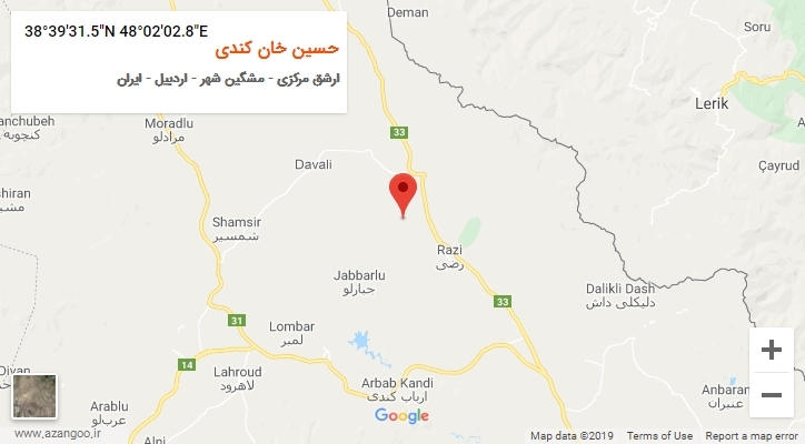 روستای حسین خان کندی بر روی نقشه