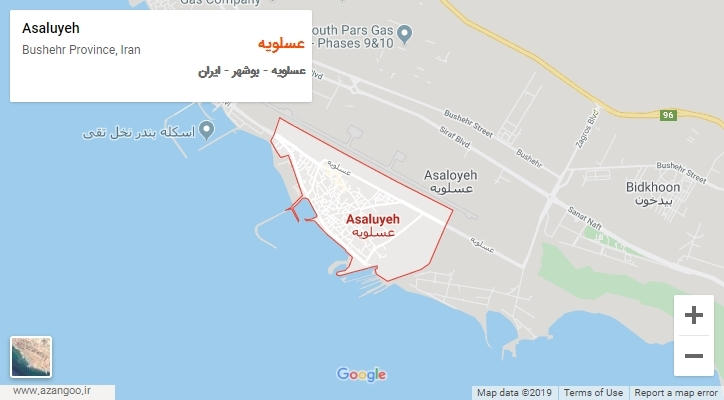 شهر عسلویه بر روی نقشه