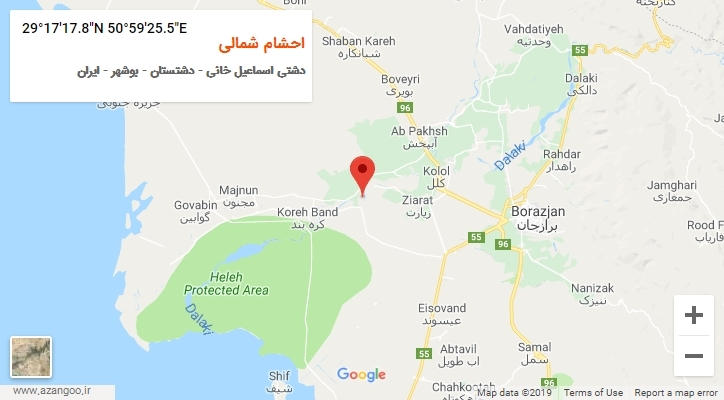 روستای احشام شمالی بر روی نقشه