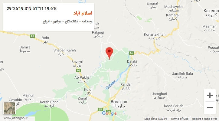 روستای اسلام آباد بر روی نقشه