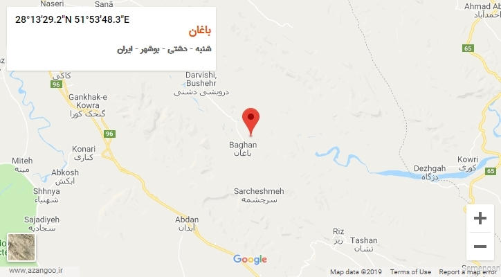 روستای باغان بر روی نقشه