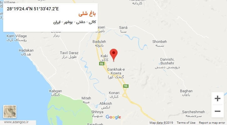 روستای باغ شلی بر روی نقشه