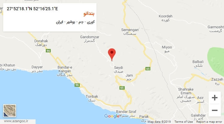 روستای بندانو بر روی نقشه
