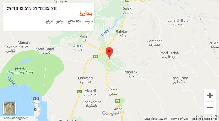 روستای بنداروز بر روی نقشه
