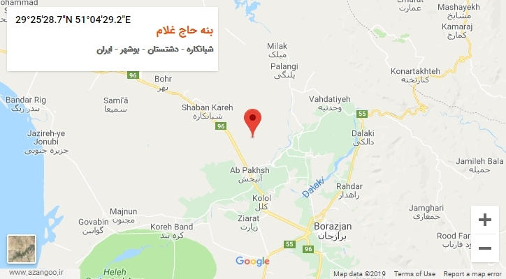 روستای بنه حاج غلام بر روی نقشه