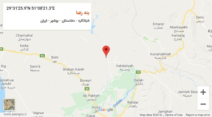 روستای بنه رضا بر روی نقشه