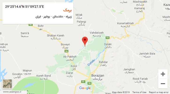 روستای برمک بر روی نقشه