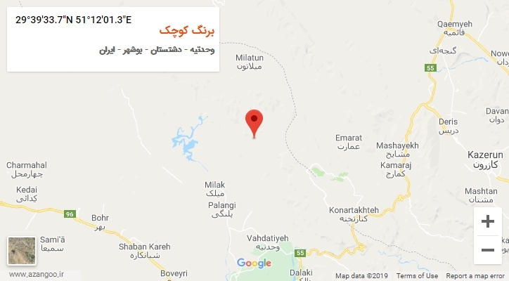 روستای برنگ کوچک بر روی نقشه