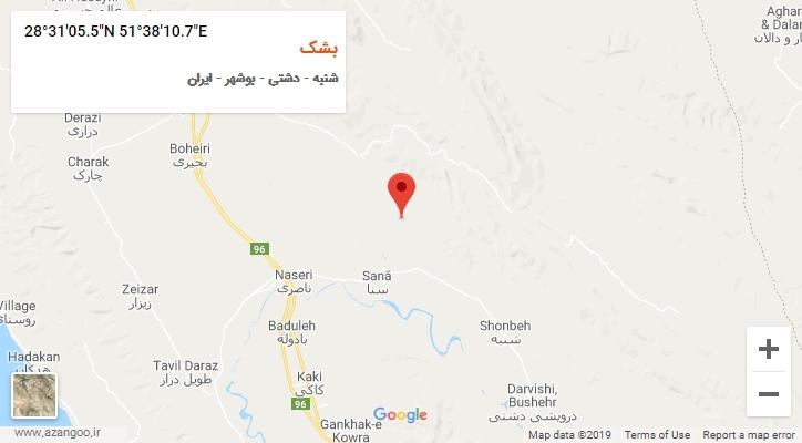 روستای بشک بر روی نقشه