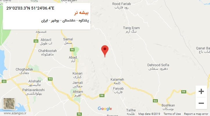 روستای بیشه نر بر روی نقشه