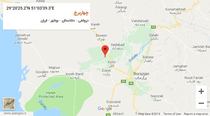 روستای چهاربرج بر روی نقشه