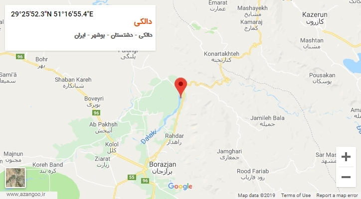 روستای دالکی بر روی نقشه