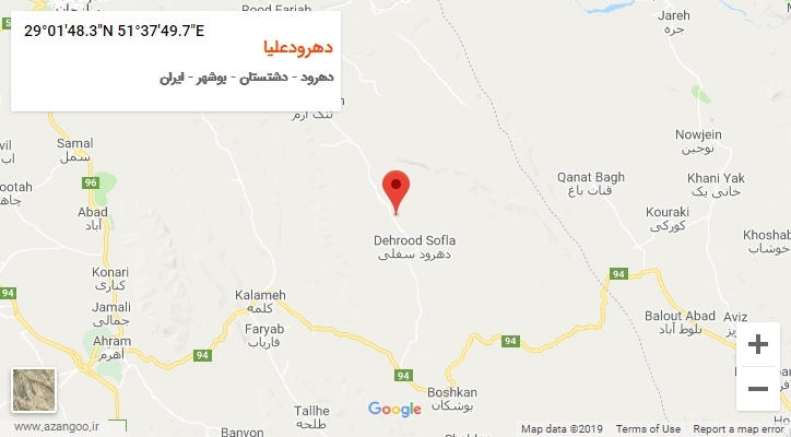 روستای دهرودعلیا بر روی نقشه