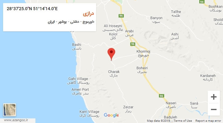 روستای درازی بر روی نقشه