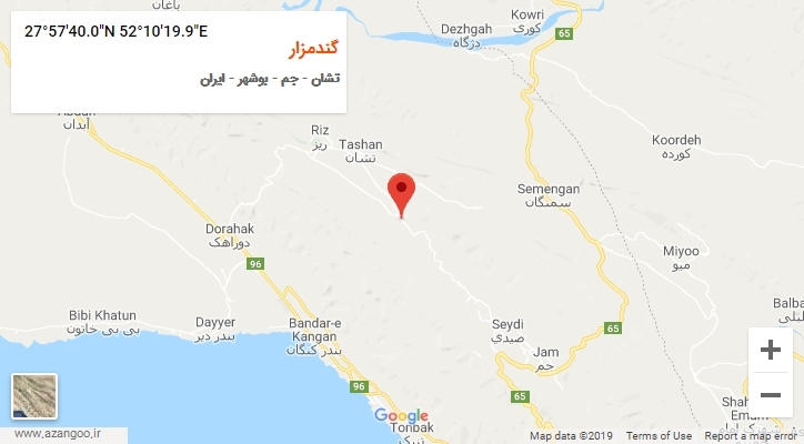 روستای گندمزار بر روی نقشه